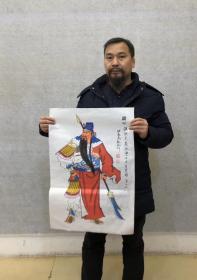 秦敬斌老师绘画作品【关公】尺寸70*45厘米百分百手绘真迹作品编号rw206