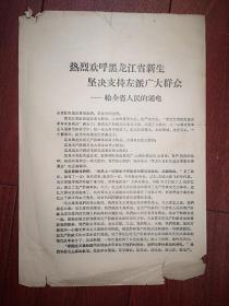 （**）《热烈欢呼黑龙江省新生  坚决支持左派广大群众 ---给全省人民的通电》（中国人民解放军黑龙江省军区驻军部队全体指战员）1967年2月2日。独品