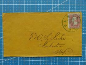 91673.美国1860年左右10月23日美国ELMIRA-NY贴1张华盛顿像3分面值邮票实寄封--销日期戳