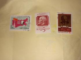 3枚苏联缔造者伟大的马克思主义导师苏共领导人列宁纪念邮票保真合售