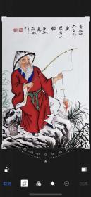 秦敬斌老师绘画作品【姜太公】尺寸70*45厘米百分百手绘真迹作品编号rw007