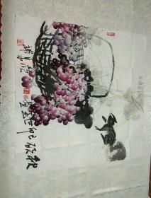 山东画家 贾世玉 颜泉 夫妇合作水墨画一幅 秋硕