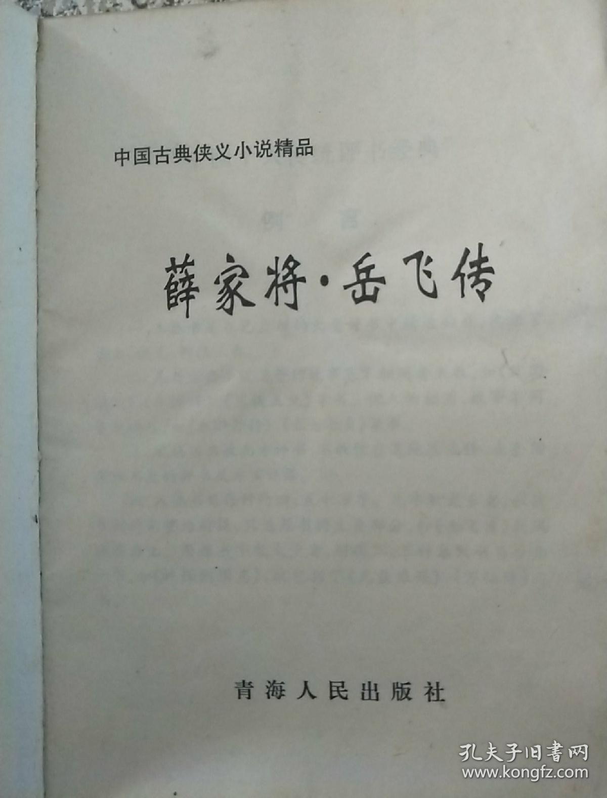 中国古典侠义小说精品   薛家将.岳飞传
