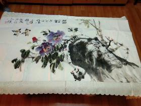中国知名书法家 刘玉璞 与  颜泉 合作绘画作品一幅  135x69cm未装裱软片【两位大师合作作品少见】图片为实拍，品相以图片为准。
