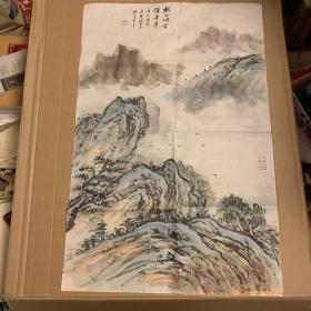 国画  周世昌  林山烟云图