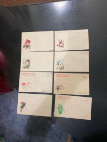 七八十年代花卉图案空白信封8枚