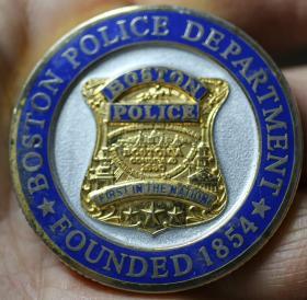 1854年创建的波士顿警察署 镀金铜章