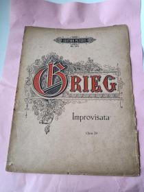 欧版乐谱，爱德华•哈盖鲁普•格里格，挪威作曲家，浪漫主义音乐时期的重要作曲家之一。这本琴谱收录的是他的《挪威民歌主题即兴曲》Improvisata on Norwegian Folk Tunes Op.29。