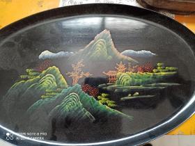 器画，山水盘。