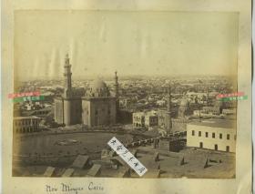 清代埃及开罗城市建筑全景大幅蛋白照片两张
