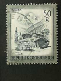 外国邮票奥地利1975发行的美丽的奥地利建筑风光50g销票近上品