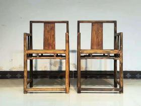 宋元风格～玫瑰椅
整体方材割角制式。
榆木
清代
尺寸87/52/43