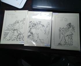 著名画家、山东人民出版社任美术编辑 许锦集 连环画原稿《刘秀以屈求伸》17张全《陈之茂不为强权》17张全缺第六页《孙膑斗庞涓》17张全 3套共50张（使用“山东美术出版社连环画稿纸”稿纸）保真25cm乘18cm大张