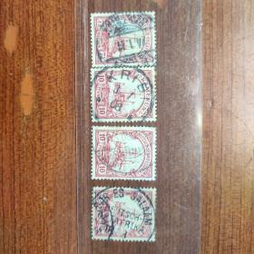 早期德国属地古典邮票一组四枚。