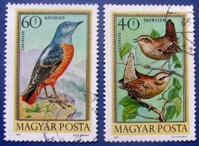 飞鸟二张全--匈牙利邮票--早期外国鸟类邮票甩卖--珍稀动物-飞鸟--实拍--包真，