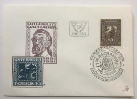 FDC-J07奥地利邮票 1981年 雕刻家威廉·达赫奥尔诞辰100周年 1全首日封 DD