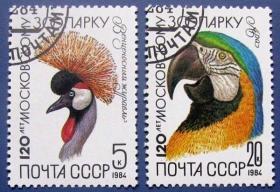 金刚鹦鹉等2张--苏联邮票--早期外国鸟类邮票甩卖--珍稀动物-飞鸟--实拍--包真，