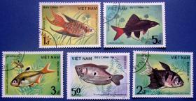 海洋生物邮票5张全--越南邮票--外国海洋生物邮票甩卖--珍稀动物-海洋生物--实拍--包真