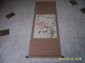 画家张潭（齐白石弟子）绘画作品 小鸡图 尺寸对比地板是50CM