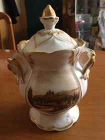 西洋 欧洲 德国 瓷茶叶罐 盖罐 高19cm