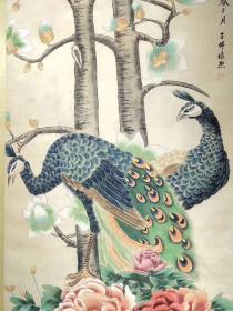 张熊手绘纸本花鸟画立轴，画工精细，装裱工整sgt邮费自理