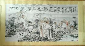 李清达  竹林七贤  人物 画心175+92厘米 表后210+110 六尺在三层架