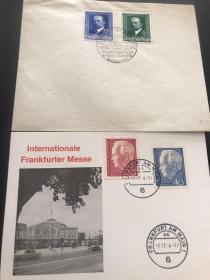 二战人物老邮票纪念封片 2件不同