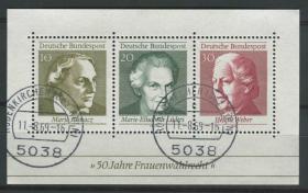 ostbl27德国邮票 西德 1969年 妇女享有选举权50年 女政治家 雕刻版 小全张信销 DD