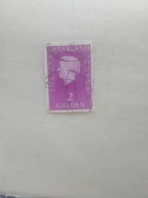 旧版外国的邮票 紫色女人头图案