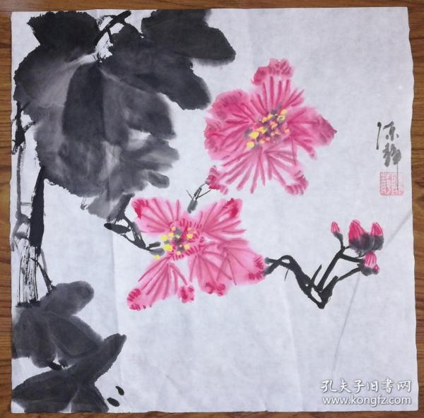 手绘真迹国画：陈静花鸟画02（1尺x1尺）