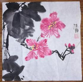 手绘真迹国画：陈静花鸟画02（1尺x1尺）