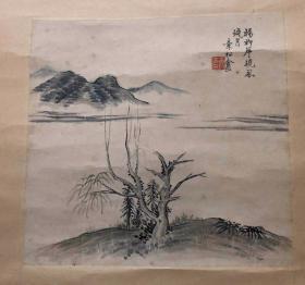 清末江苏江阴举人，沈鹏恩师章松庵国画山水两幅打包