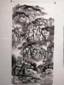 张贤山水画，包手绘，工艺品。