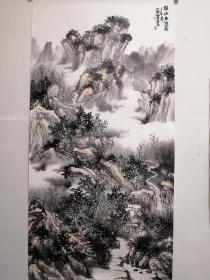 张贤山水画，包手绘，工艺品。