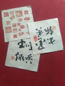 天津金祖卿书法2张（16X16厘米），印稿1张（18枚）
