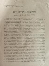 1958年放卫星   山西省农业社会主义建设先进单位代表会议 发言材料 111【 郭村生产队食堂办得好】 16开3页