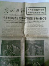 光明日报1976年9月14日（报纸。毛主席永远活在我国和各国革命人民心中，沉痛悼念毛泽东主席逝世。1——8版）