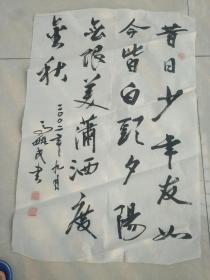 书法字画《20200335    马毓民款书法作品：竖条  闲诗一首》长50厘米，宽40厘米！！用笔老道，品相如图，懂字画者鉴之！