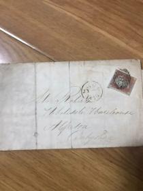 1849年无齿红便士邮票实寄封 公事封 少见