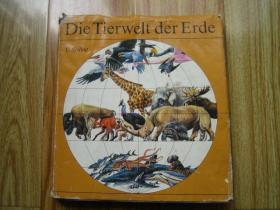 动物世界 Die Tierwelt der Erde 1974年英语德语？原版画册 布面精装本 护封陈旧有破损内页下端有些水迹