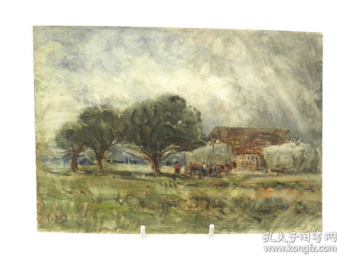 William Samuel Jay antique watercolour painting rural farming landscape scene