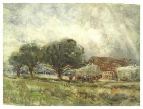 William Samuel Jay antique watercolour painting rural farming landscape scene