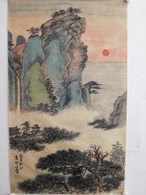 应野平山水画，纯手绘，工艺品。