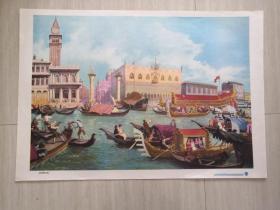 威尼斯的小艇 对开（2开）小学教学图片挂图