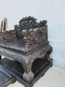 血檀大宝座，通体满工雕刻，用料厚重大气xd运费自理