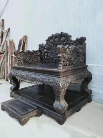 血檀大宝座，通体满工雕刻，用料厚重大气xd运费自理