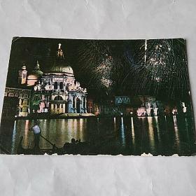 意大利《威尼斯圣·玛利亚教堂之夜景》明信片(北京·华夏出版社)