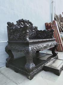 血檀大宝座，通体满工雕刻，用料厚重大气xd运费自理