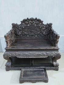 血檀大宝座，通体满工雕刻，用料厚重大气xd运费自理