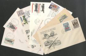 【美国邮票】早期美国火车头首日封等7件，贴美国邮票等10枚